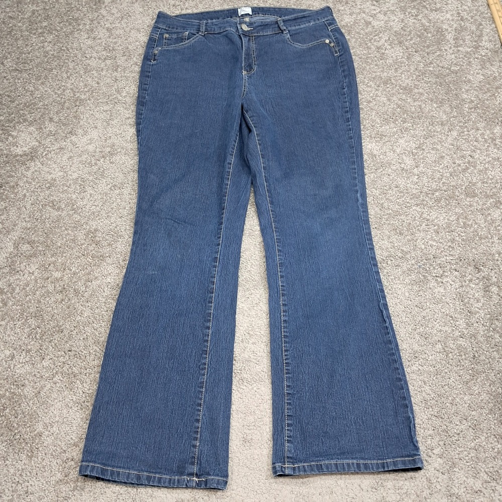JMS Just My Size Womens Dark Wash Embroidered Back Pocket Bootcut Jeans 16W